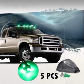 img 3 attached to 🚗 5pcs Cab Marker Light Smoke Cover Green LED for Ford Super Duty Trucks (1999-2016) - Upgrade Your Cab Roof Running Light!