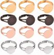 lanbeide 40 pcs blank rings- mixed plated adjustable flat 12mm ring base blank jewelry findings(silver, gold, rose gold, antique bronze) logo