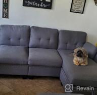 img 1 attached to HONBAY Reversible Sectional Sofa Couch Set L-Shaped Living Room Furniture 4 Seater With Storage Ottoman For Small Apartment, Dark Grey (Sectional+Tray Ottoman) review by Matt Heringer
