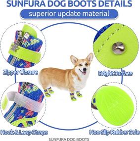 img 2 attached to 🐾 SUNFURA Camo Dog Boots - Breathable Outdoor Mesh Pet Shoes for Small Dogs with Adjustable Straps, Anti-Slip Waterproof Sole, Zipper Closure - Puppy Paw Protector