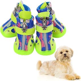 img 4 attached to 🐾 SUNFURA Camo Dog Boots - Breathable Outdoor Mesh Pet Shoes for Small Dogs with Adjustable Straps, Anti-Slip Waterproof Sole, Zipper Closure - Puppy Paw Protector