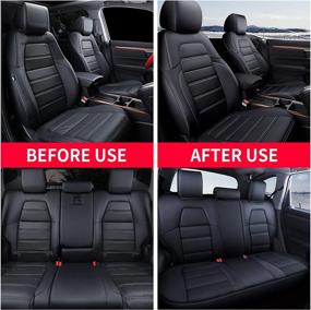 img 2 attached to DISUTOGO Honda CRV 2017-2023 Car Seat Covers - Full Set 🚗 Faux Leather Waterproof Vehicle Protection Compatible with Airbags - Black, Automotive Interior Accessories