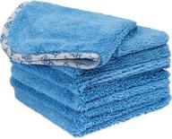 🚗 premium 16x16 microfiber auto detailing towels - 550 gsm car towels for washing, drying, waxing, buffing, and polishing - 6 pack, blue logo