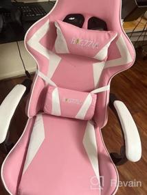 img 5 attached to Pink Gaming Chair, Reclining High Back PU Leather Office Desk Chair With Headrest And Lumbar Support, Adjustable Swivel Rolling Video Game Chairs Ergonomic Racing Computer Chair