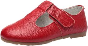 img 4 attached to 👧 DADAWEN Leather T-Shaped Flats for Toddler Girls | Stylish & Comfortable Shoes