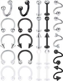 img 2 attached to 16G Silver Black MODRSA Lip Rings: Perfect For Labret, Monroe & Snake Bites Piercings!