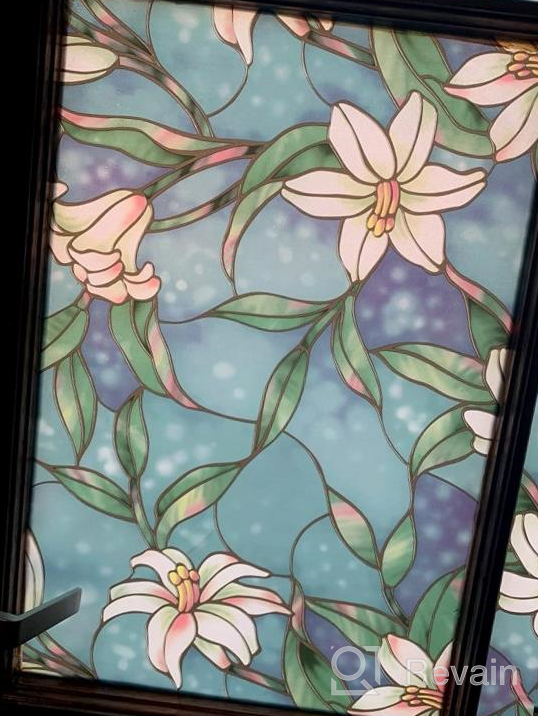 img 1 attached to Coavas Stained Glass Decorative Static Cling Window Film For Total Privacy - Non-Adhesive Frosted Window Tint For Home & Office - 17.7" X 78.7 review by Chris Pettway