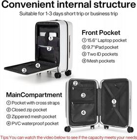 img 1 attached to 20" PC Hard Case Suitcase Spinner Wheels TSA Lock Laptop Pocket Business Travel Rolling Luggage Grayish White