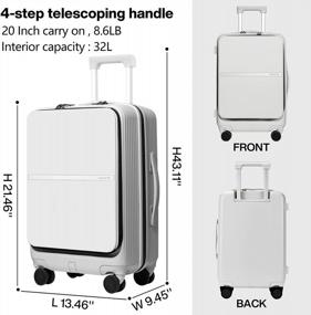 img 3 attached to 20" PC Hard Case Suitcase Spinner Wheels TSA Lock Laptop Pocket Business Travel Rolling Luggage Grayish White