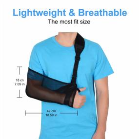 img 1 attached to Supregear Adjustable Lightweight Mesh Arm Sling Shoulder Stabilizer Support For Injured Right Left Arm Elbow Wrist Hand Immobilizer Breathable Comfort.