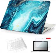защитите свой macbook pro 13 с помощью жесткого чехла se7enline и чехла для клавиатуры — стильный дизайн blue river sand, совместимый с моделями a1502/a1425, выпуски 2013–2015 гг. логотип