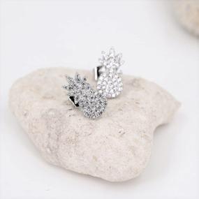img 1 attached to Sterling Silver White Gold Plated Palm Tree Summer Style Pave Post Stud Earrings