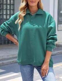 img 3 attached to Women'S Long Sleeve Fleece Pullover Sweatshirt With Polo Collar And Pockets