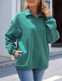 img 2 attached to Women'S Long Sleeve Fleece Pullover Sweatshirt With Polo Collar And Pockets