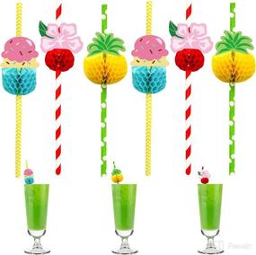 img 4 attached to Hawaii Honeycomb Straws Decorations Tropical