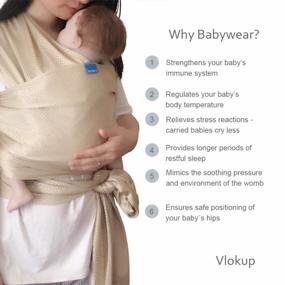 img 2 attached to Vlokup Baby Wrap Sling Carrier For Newborns, Infants, Toddlers - Breathable Lightweight Stretch Mesh Water Sling Perfect Summer Pool Beach Swimming Shower Gift Gray.