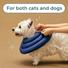 img 3 attached to Comfortable And Water-Resistant Pet Recovery Collar: Adjustable Neck Donut E-Collar For Small And Medium Dogs And Cats After Surgery In Navy (Size S)