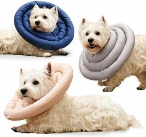 img 4 attached to Comfortable And Water-Resistant Pet Recovery Collar: Adjustable Neck Donut E-Collar For Small And Medium Dogs And Cats After Surgery In Navy (Size S)