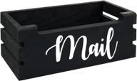 rustic wood mail holder storage box | farmhouse desktop organizer bin with script design logo