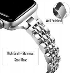 img 2 attached to Шикарные и гладкие серебряные ремешки из нержавеющей стали для женских Apple Watch — совместимы с сериями IWatch 8/7/6/5/4/3/2/1/SE