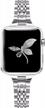 chic and sleek silver stainless steel bands for women's apple watch - compatible with iwatch series 8/7/6/5/4/3/2/1/se logo