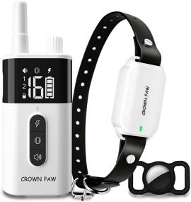 img 4 attached to 👑 Crown Paw Rechargeable Dog Training Collar with Remote - Beep, Vibration, Shock Modes, Long Range Waterproof - Ideal for Large, Medium, and Small Dogs - Includes Free Airtag Holder