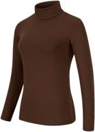 women's long sleeve mock turtleneck pullover stretchy fitted layer shirt top logo