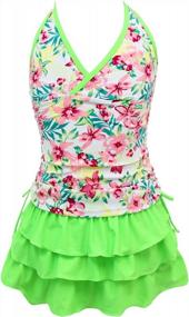 img 4 attached to Colorful Pineapple Tankini For Girls: QYQKFLY 2-Piece Swimming Suit With Adjustable Straps (Ages 4-15)