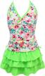 colorful pineapple tankini for girls: qyqkfly 2-piece swimming suit with adjustable straps (ages 4-15) logo