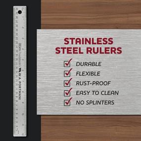 img 2 attached to 10-Pack Of 12In Breman Precision Stainless Steel Metal Rulers With Cork Back & Imperial/Metric Measurements