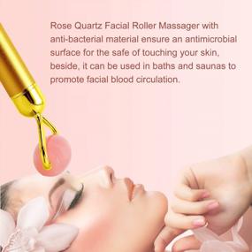 img 1 attached to Electric Rose Quartz Jade Roller Facial Massager And 2-In-1 Face Roller
