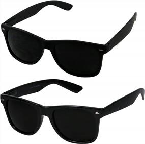 img 4 attached to ShadyVEU Super Dark Black Sunglasses W/ UV Protection & Spring Hinge - 80S Vintage Retro Inspired Shades