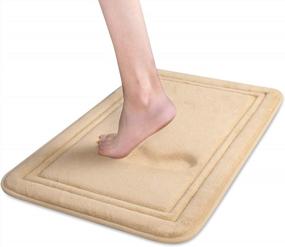 img 4 attached to Super Cozy Velvet Memory Foam Bath Mat - Non Slip, Absorbent, Machine Washable Rug Carpet For Bathroom - Beige, 16 X 24 Inches By ITSOFT