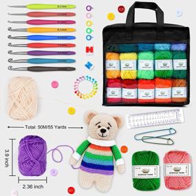 img 2 attached to 103 PCS Crochet Kit With Crochet Hooks Yarn Set, Premium Bundle Includes 2180 Yards Acrylic Yarn Skeins Balls, Needles, Accessories, Bag, Ideal Starter Pack For Kids Adults Beginner Professionals