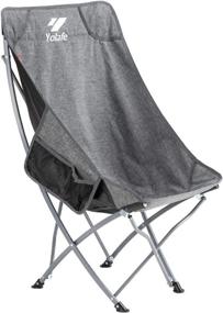 img 1 attached to Легкий складной стул для кемпинга с высокой спинкой и пуфом для взрослых - портативное и компактное сиденье для рыбалки, пикника, путешествий, пеших прогулок и альпинизма