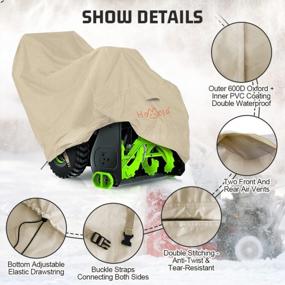img 3 attached to HOMEYA Snow Blower Cover, Heavy Duty 600D PVC Coated Oxford, Waterproof & UV Protection Outdoor Snowblower Cover, Universal Size For Most Electric Two Stage Snow Throwers - 51.2''L×33.1''W×35.8''H