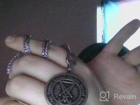 img 6 attached to Кулон с сатанинским символом - ожерелье PJ Jewelry с пентаграммой Люцифера, пломбированное стальное кольцо с бесплатной цепочкой длиной 20