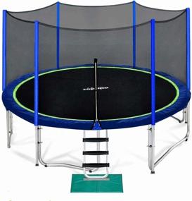 img 4 attached to Zupapa No-Gap Design 16 15 14 12 10 8FT Trampoline For Kids With Safety Enclosure Net 425LBS Weight Capacity Outdoor Backyards Trampolines With Non-Slip Ladder For Children