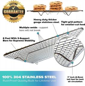 img 3 attached to 2PCS 10" X 15" Stainless Steel Roasting Wire Rack For Cookies, Cooling Racks For Cooking And Baking, Oven-Safe Grill & Cookie Rack Fits Jelly Roll Baking Sheet Pan