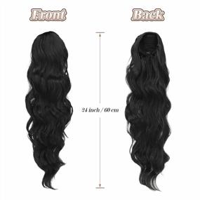 img 3 attached to 24-Inch Body Wave Clip-In Synthetic Ponytail Hair Extensions With Drawstring - Perfect Hairpieces For Girls And Women By FESHFEN