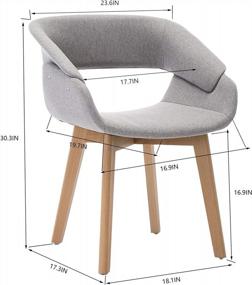 img 1 attached to Set Of 2 Modern Dining Chairs For Kitchen - Mid-Century Upholstered Grey Fabric Accent Chairs With Solid Wood Legs By Ivinta
