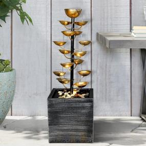 img 4 attached to Modern Metal Water Fountain - 31.1In Multi-Tier Floor Standing Cascading Fountain W/ Lights & Rocks For Indoor/Outdoor Art Decor