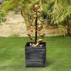 img 2 attached to Modern Metal Water Fountain - 31.1In Multi-Tier Floor Standing Cascading Fountain W/ Lights & Rocks For Indoor/Outdoor Art Decor
