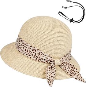 img 4 attached to Packable, Adjustable Girls' Summer Beach Hat With Chin Strap - Ideal For Ages 5-10
