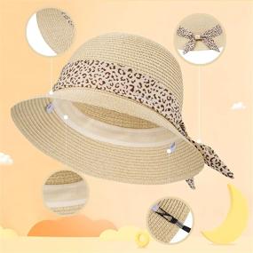 img 3 attached to Складная регулируемая летняя пляжная шапка для девочек с ремешком на подбородке — идеально подходит для детей 5–10 лет