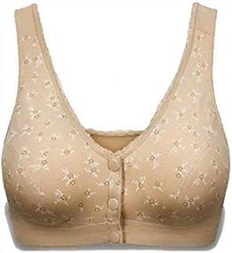 img 1 attached to Cotton Wireless Bras For Elderly Women With Front Button Snap Closure - Soft Cup Underwear Pack (1/2/3)
