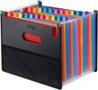 trimagic accordian alphabetical file organizer, expanding accordion filing file folder organizer with 24 pockets, a-z expandable paperwork paper keeper invoice receipt bill document file box logo