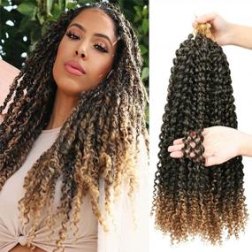 img 4 attached to Passion Twist Hair 18Inch Water Wave Crochet Hair For Black Women Passion Twists Braiding Hair Bohemian Synthetic Hair Extensions Ombre Blonde (7Packs, 1B/27)