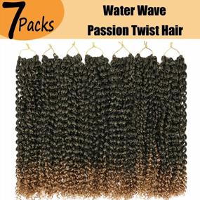 img 3 attached to Passion Twist Hair 18Inch Water Wave Crochet Hair For Black Women Passion Twists Braiding Hair Bohemian Synthetic Hair Extensions Ombre Blonde (7Packs, 1B/27)