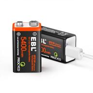 long-lasting ebl 9v lithium rechargeable batteries with usb 5400mwh capacity (pack of 2) логотип